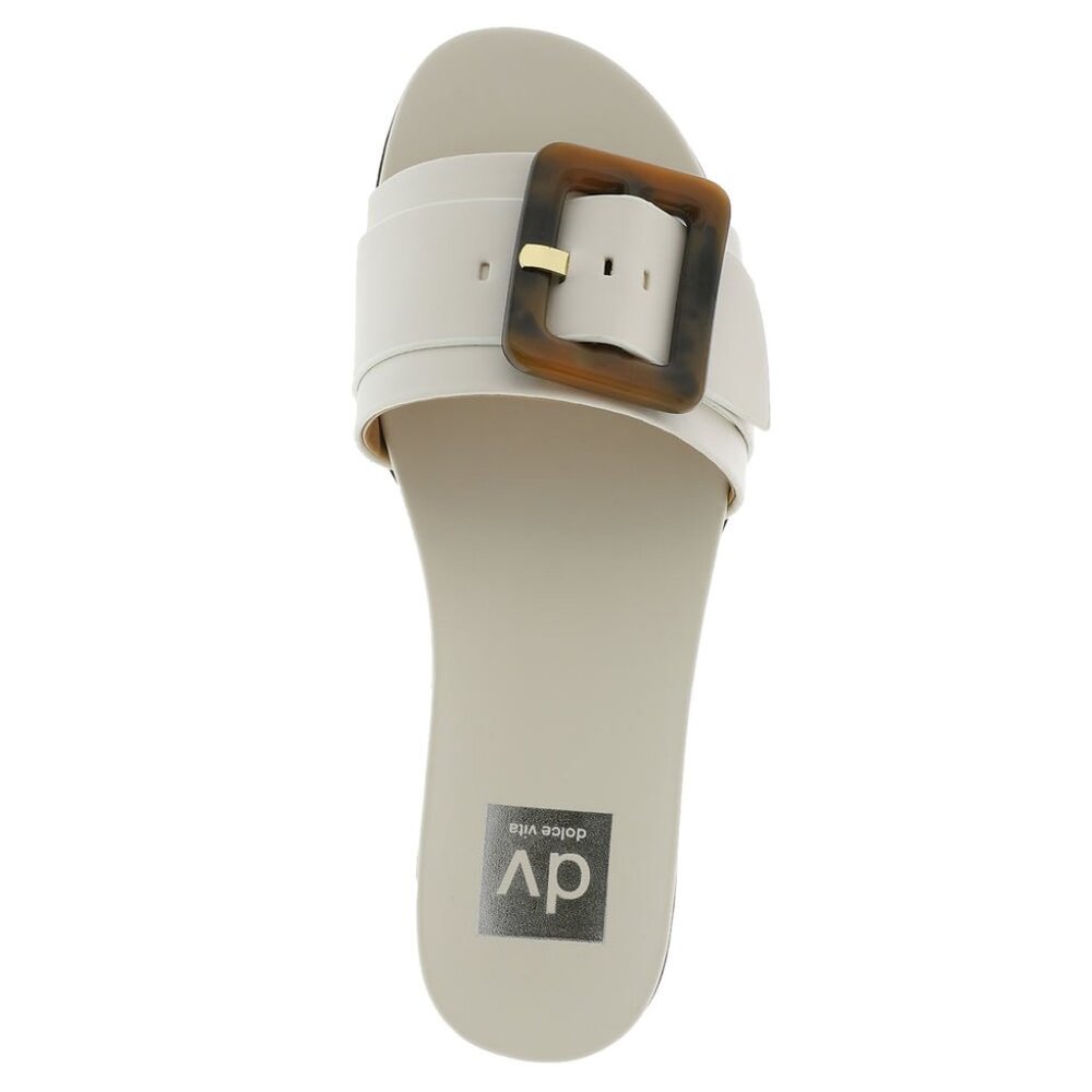 DV DOLCE VITA WOMEN'S CASTOR TORTOISE SHELL BUCKLE SANDALS IVORY🆕FAST😮💨⚡🚚 - Picture 4 of 15
